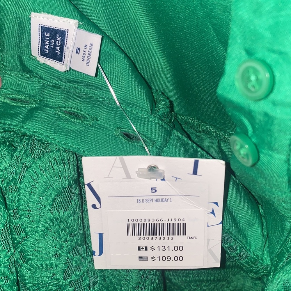 🆕 Janie and Jack Emerald Lace dress, size 5 girls - Picture 10 of 12
